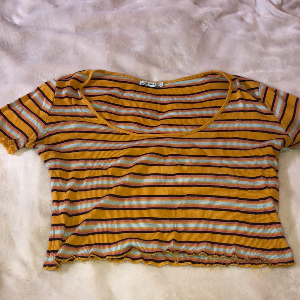 Zara Orange-Striped Crop Top